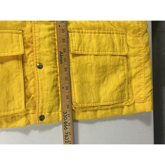 Vintage 90s Liz Claiborne Jacket Coat Womens Small Yellow Zip Puffer Ski Skiing - Picture 8 of 9